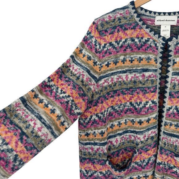 Alfred Dunner Chelsea Market Multi Texture Stripe Cardigan Size‎ M - Picture 2 of 8